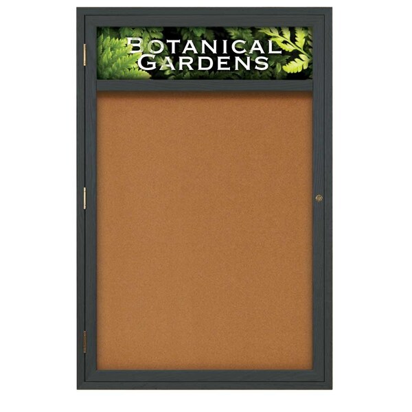 Sliding Glass Door Radius Letterboard, Hdr, 96"x48", Black/Licorice Vinyl